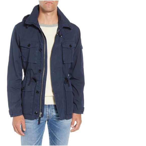 New J. CREW Medium Men's Field Mechanic Jacket Navy Blue Coat Hooded Military M - Picture 3 of 11